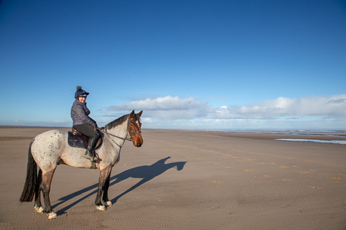 Horse and rider on Theddlethorpe beach